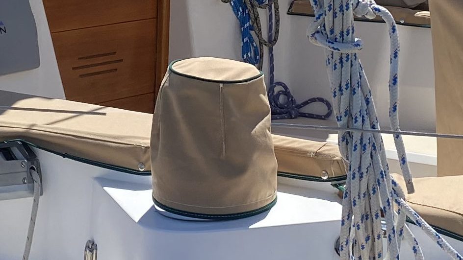 A custom canvas boat accessory cover